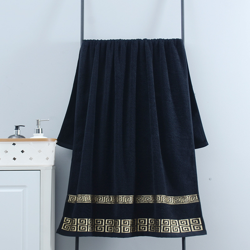 Home Textiles Face Towel - ผ้าเช็ดตัวขนาดใหญ่ 140x70 ซม.สีดําสีเขียวสีขาวสีฟ้าสีขาวสีน้ําตาลปักของขวัญ Big Bath Hand