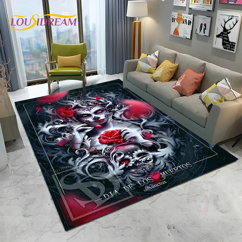 พรมลายหัวกะโหลกผู้หญิงสไตล์โกธ - Home Textiles Sale บทวิจารณ์และราคา